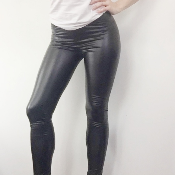LAST ONE! Black Faux Leather Leggings Size Small - Picture 5 of 7